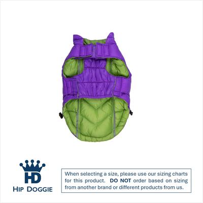 Show full view: Hip Doggie Featherlite Reversible Dog Coat, Green/Purple, XXXX-Large slide 4 of 9
