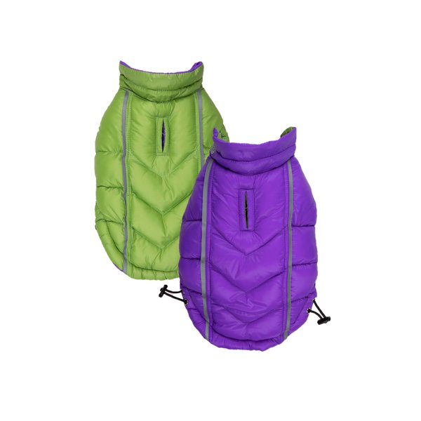 Show full view: Hip Doggie Featherlite Reversible Dog Coat, Green/Purple, Small slide 1 of 9