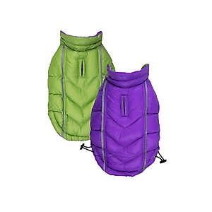 Hip Doggie Featherlite Reversible Dog Coat, Green/Purple, Small