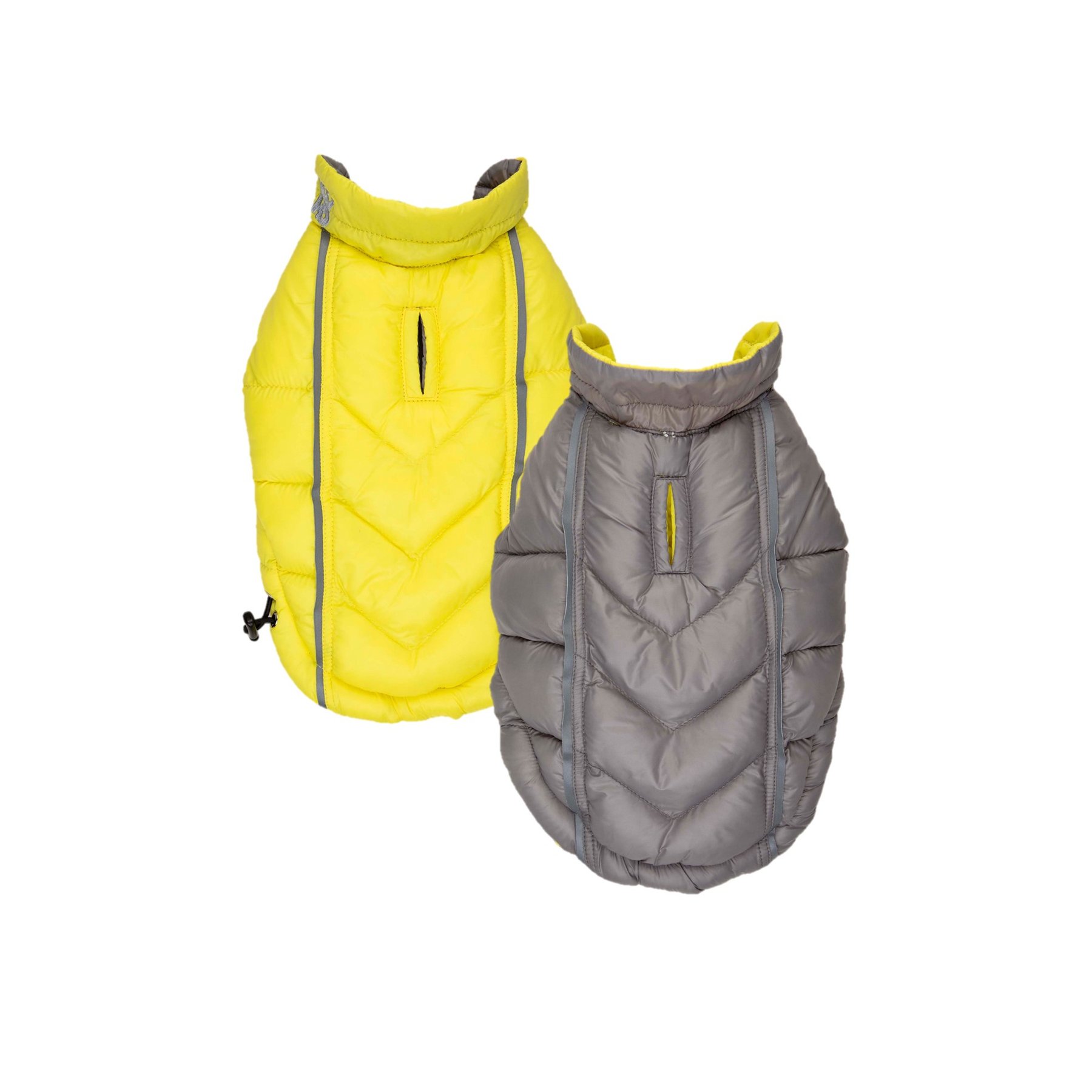 Hip Doggie Featherlite Reversible Dog Coat, Yellow/Gray, XX-Large