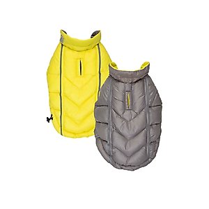 Hip Doggie Featherlite Reversible Dog Coat, Yellow/Gray, Large