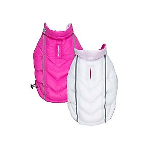 Hip Doggie Featherlite Reversible Dog Coat, Pink/White, Large