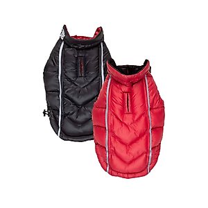 Hip Doggie Featherlite Reversible Dog Coat, Red/Black, Medium