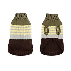 Hip Doggie Color Block Dog Sweater, Green/Brown, Medium