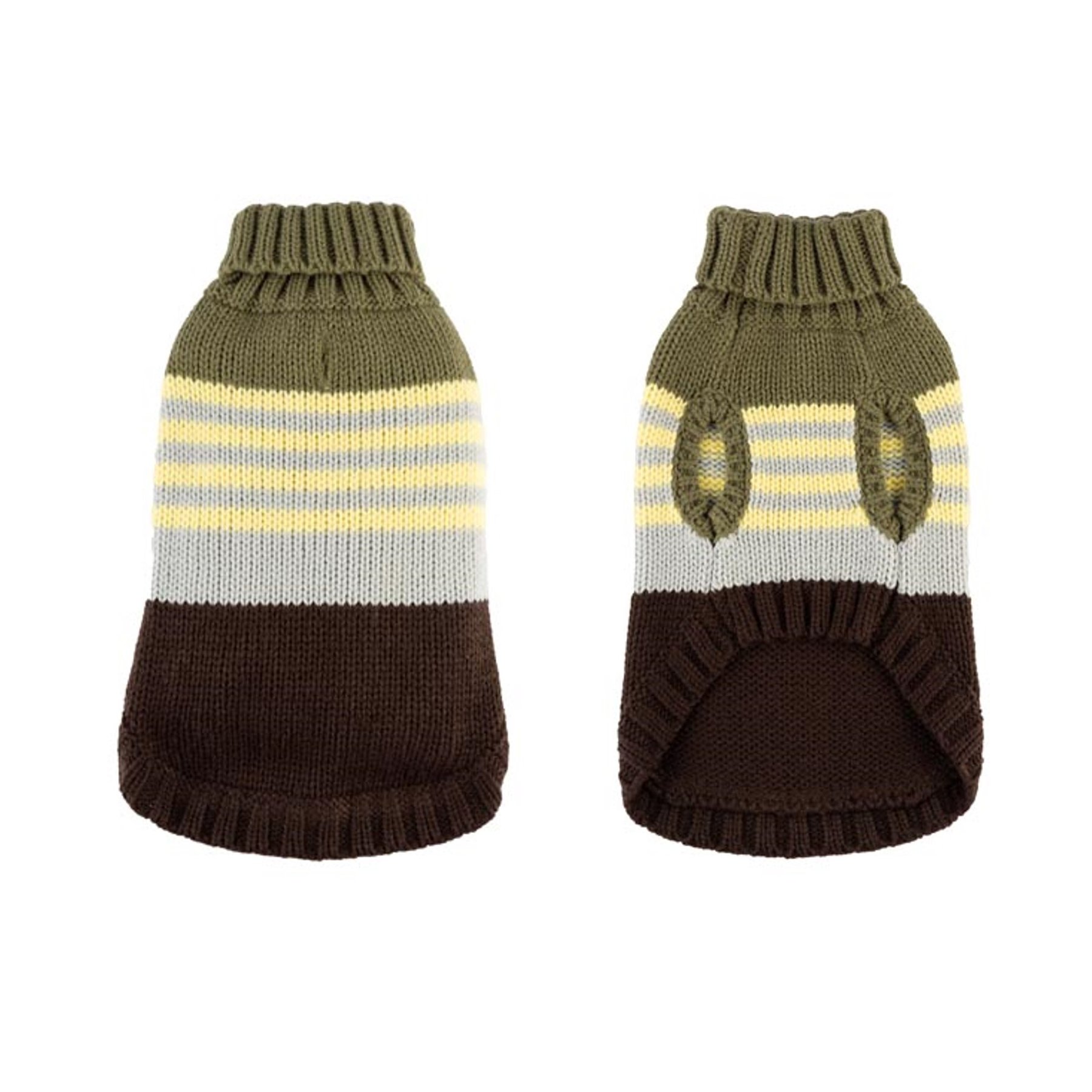 Hip Doggie Color Block Dog Sweater, Green/Brown, X-Large