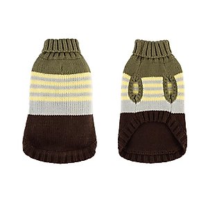 Hip Doggie Color Block Dog Sweater, Green/Brown, Large