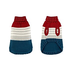 Hip Doggie Color Block Dog Sweater, Red/Royal Blue, Medium