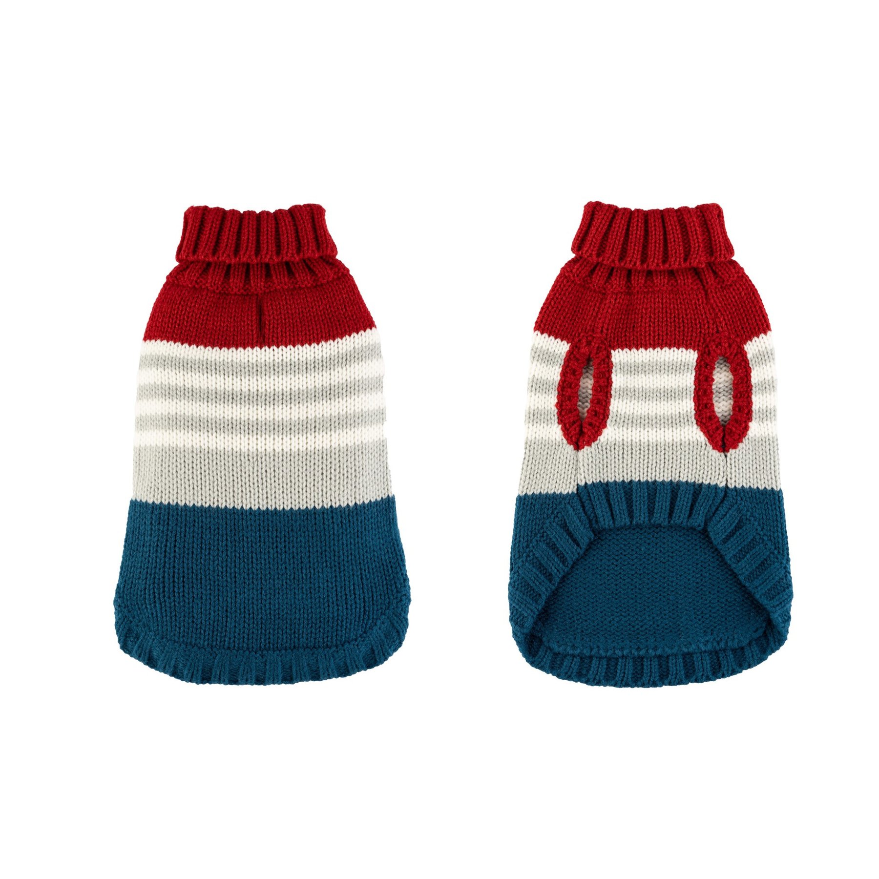 Hip Doggie Color Block Dog Sweater, Red/Royal Blue, Large