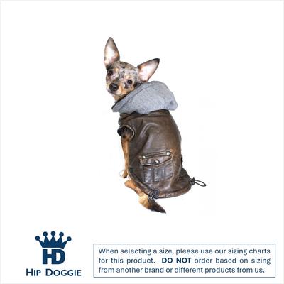 Show full view: Hip Doggie Bomber Jacket with Detachable Hood Dog Coat, Brown, X-Small slide 2 of 7