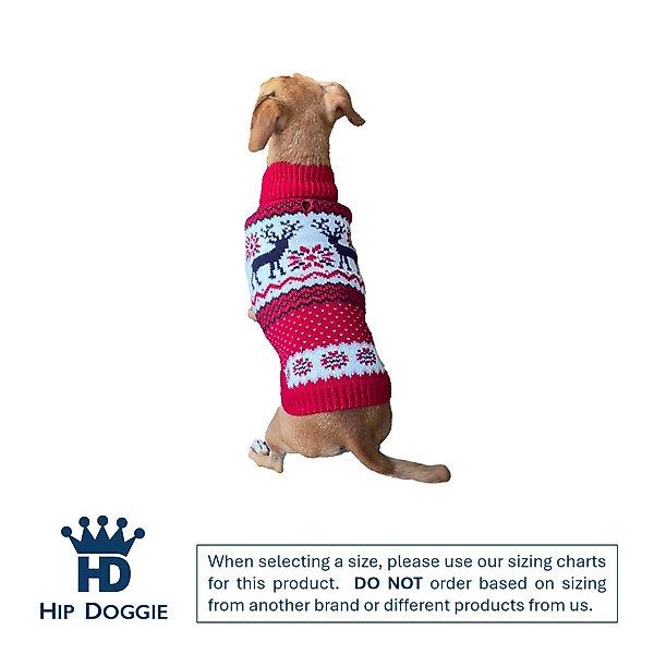 Show full view: Hip Doggie Fair Isle Dog Sweater, Red/Navy, X-Large slide 2 of 7