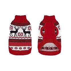 Hip Doggie Fair Isle Dog Sweater, Red/Navy, Medium
