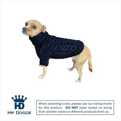 Show full view: Hip Doggie Faux Angora Cable Knit Dog Sweater, Navy, Medium slide 2 of 8