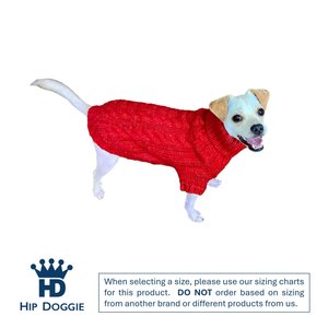 Hip Doggie Faux Angora Cable Knit Dog Sweater, Red, Small
