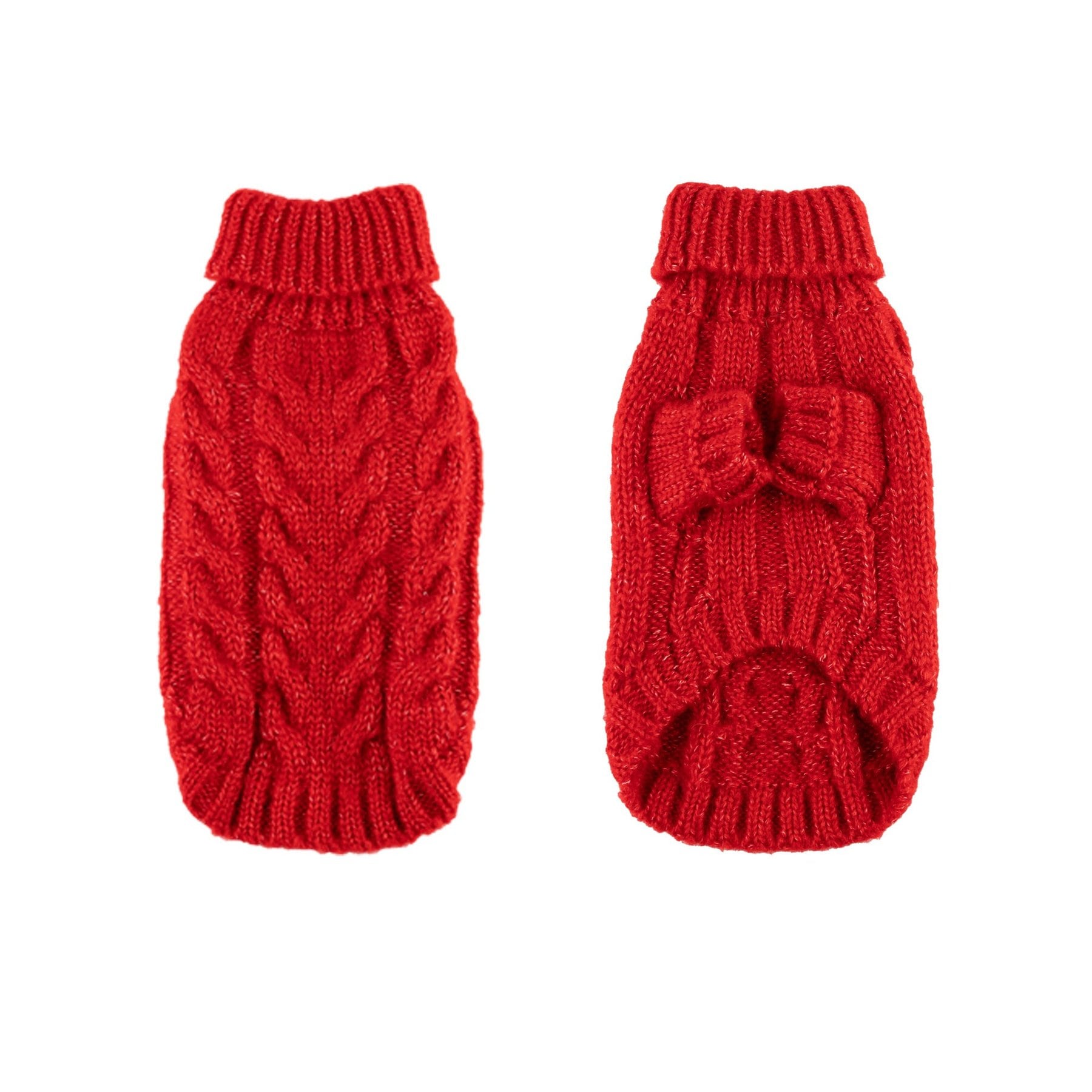Hip Doggie Faux Angora Cable Knit Dog Sweater, Red, Large