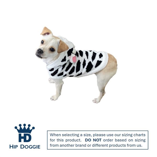 Show full view: Hip Doggie Cow Chenille Dog Sweater, White, Large slide 2 of 7