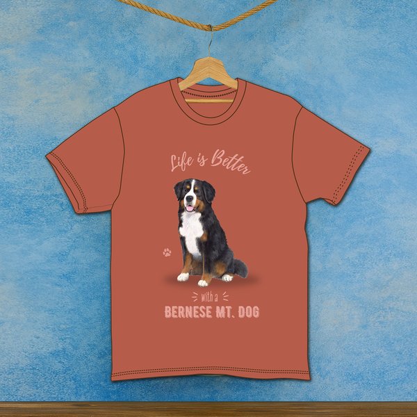 Show full view: E&S PETS Bernese Mt. Dog T-Shirt, Red, Large slide 3 of 3