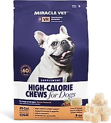 Miracle Vet High Calorie Weight Gain Chews 3-in-1 Soft Chew Supplement for Dogs, 8-oz bag