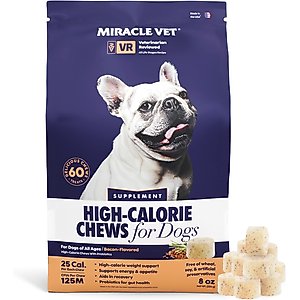 Miracle Vet High Calorie Weight Gain Chews 3-in-1 Soft Chew Supplement for Dogs, 8-oz bag