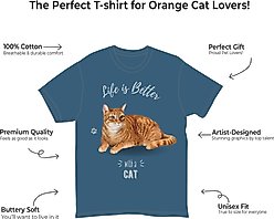 E&S PETS Orange Tabby Cat T-Shirt, Blue, X-Large slide 2 of 3