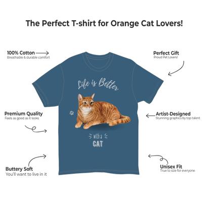Show full view: E&S PETS Orange Tabby Cat T-Shirt, Blue, Large slide 2 of 3