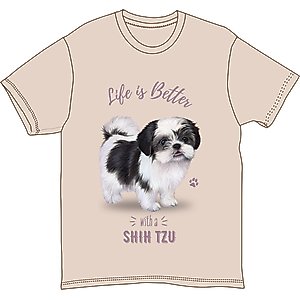 E&S PETS Shih Tzu T-Shirt, Ivory, Medium