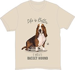 E&S PETS Basset Hound T-Shirt, Ivory, Large