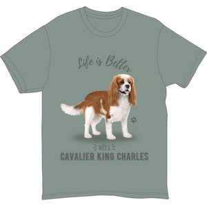 E&S PETS Cavalier King Charles T-Shirt, Green, X-Large