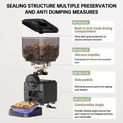 Show full view: ONIZOOMI Smart Camera 2.4G Automatic Cat & Dog Feeder, Black, 25-Cup slide 6 of 9