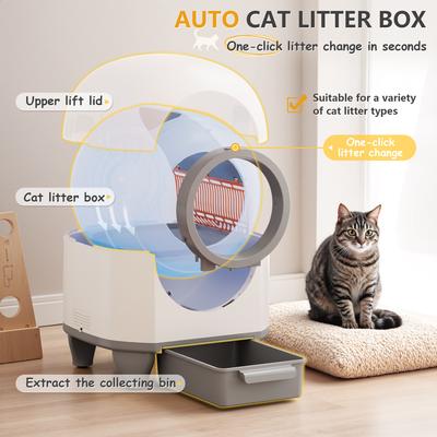 Show full view: WARCAT Automatic Self-Cleaning Cat Litter Box, Gray, 90-L slide 4 of 8