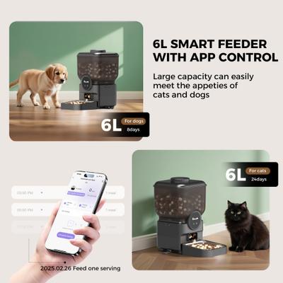 Show full view: ONIZOOMI Smart Automatic 2.4G WiFi Cat & Dog Feeder, Black, 25-Cup slide 3 of 10