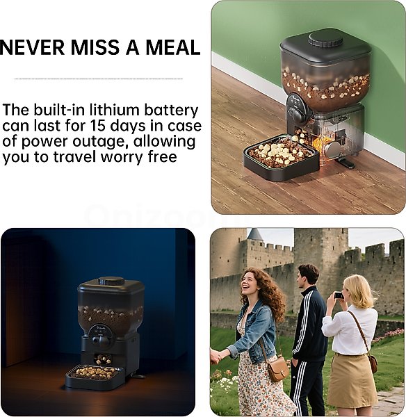 Show full view: ONIZOOMI Smart Camera 2.4G Automatic Cat & Dog Feeder, Black, 25-Cup slide 4 of 8