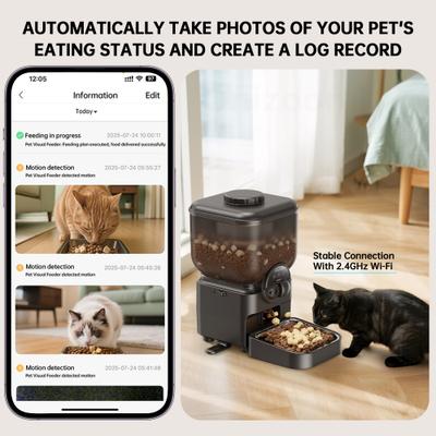 Show full view: ONIZOOMI Smart Camera 2.4G Automatic Cat & Dog Feeder, Black, 25-Cup slide 3 of 9