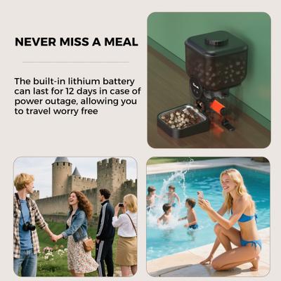 Show full view: ONIZOOMI Smart Automatic 2.4G WiFi Cat & Dog Feeder, Black, 25-Cup slide 6 of 10