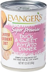 Evanger's Super Premium Duck & Sweet Potato Dinner Canned Dog Food, 12.5-oz, case of 12