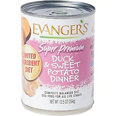 Evanger's Super Premium Duck & Sweet Potato Dinner Canned Dog Food, 12.5-oz, case of 12
