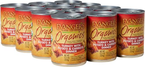 Show full view: Evanger's Organics Turkey with Potato & Carrots Dinner Grain-Free Canned Dog Food, 12.5-oz, case of 12 slide 4 of 6