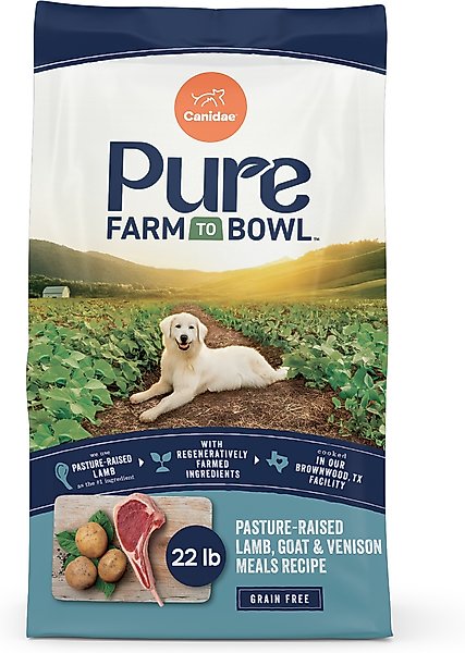 Show full view: CANIDAE Farm To Bowl Pasture-Raised Lamb, Goat & Venison Meals Recipe Dry Dog Food, 22-lb bag slide 1 of 11