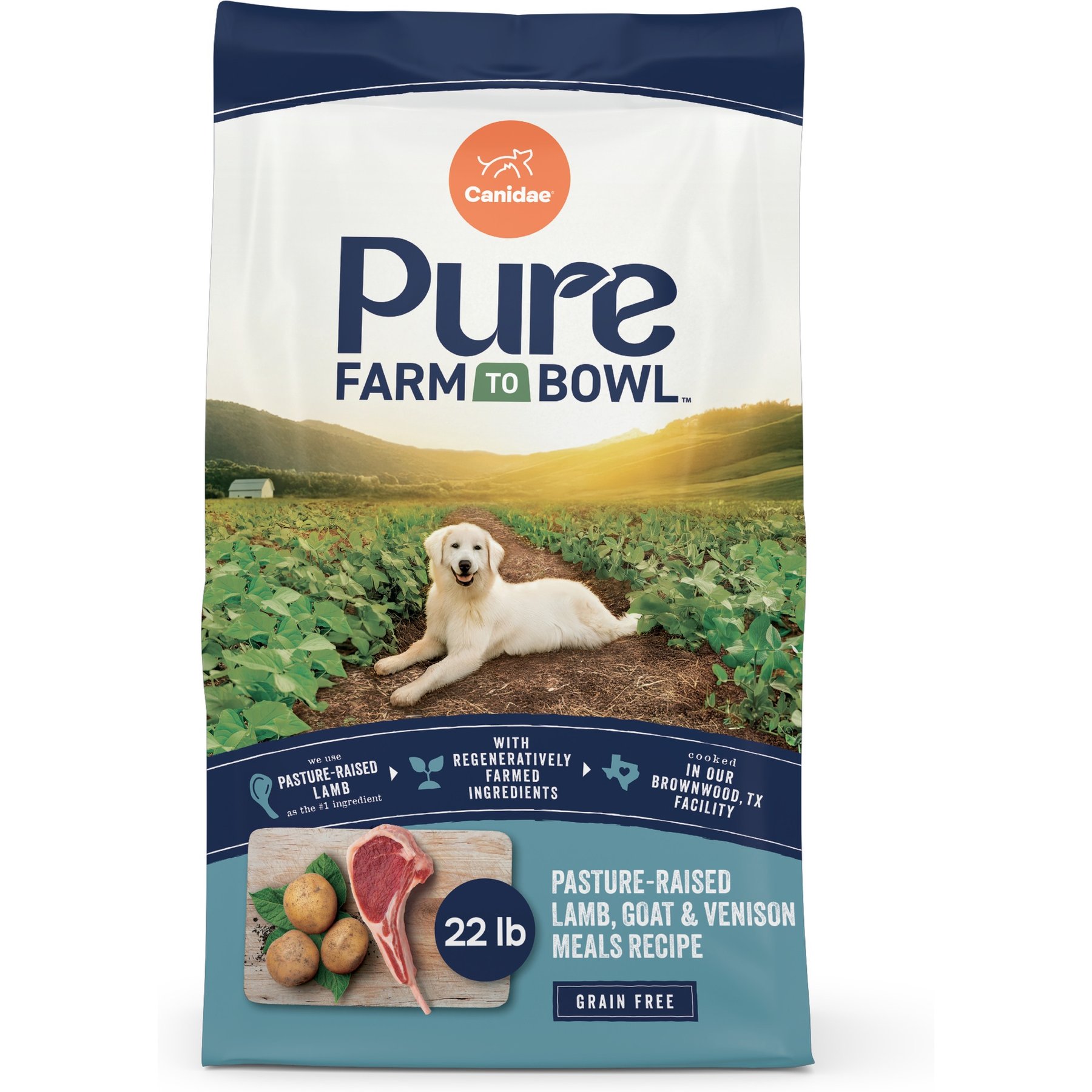 CANIDAE Farm To Bowl Pasture-Raised Lamb, Goat & Venison Meals Recipe Dry Dog Food, 22-lb bag