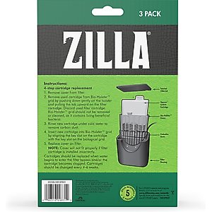 Zilla Reptile Terrarium Filter Replacement Cartridges, 3 count, Large