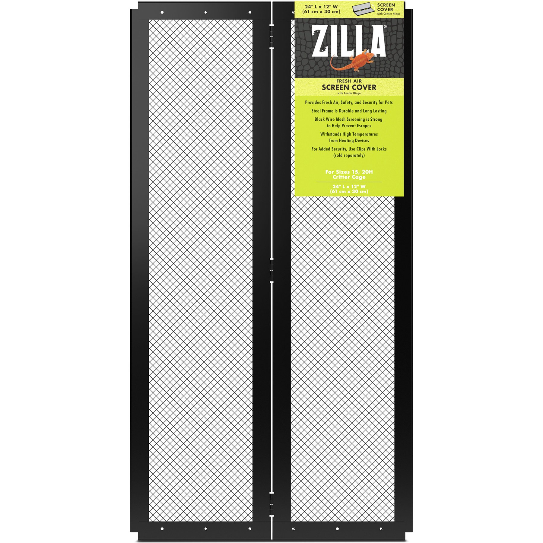 Zilla Fresh Air Screen Cover with Center Hinge for Terrariums, 24-in