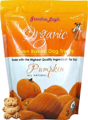 Show full view: Nummy Tum-Tum Pure Organic Pumpkin Canned Dog & Cat Food Supplement, 15-oz, case of 12 + Grandma Lucy's Organic Pumpkin Oven Baked Dog Treats, 14-oz bag slide 6 of 10