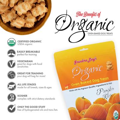 Show full view: Nummy Tum-Tum Pure Organic Pumpkin Canned Dog & Cat Food Supplement, 15-oz, case of 12 + Grandma Lucy's Organic Pumpkin Oven Baked Dog Treats, 14-oz bag slide 8 of 10