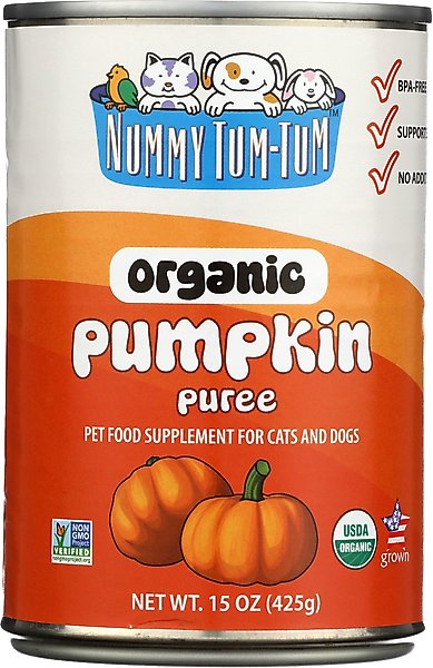 Show full view: Nummy Tum-Tum Pure Organic Pumpkin Canned Dog & Cat Food Supplement, 15-oz, case of 12 slide 1 of 7