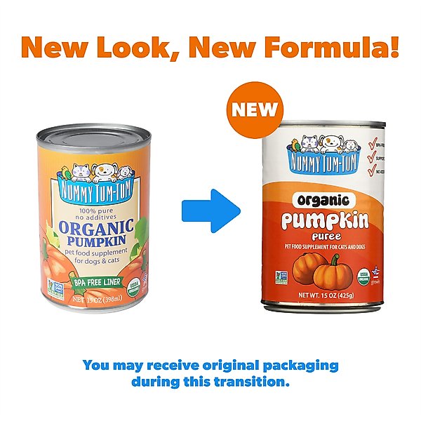 Show full view: Nummy Tum-Tum Pure Organic Pumpkin Canned Dog & Cat Food Supplement, 15-oz, case of 12 slide 3 of 7