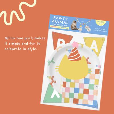 Show full view: Sweet Paws x Five Dot Post "Pawty Animal" CAT Mini Pawty Pack, 18 piece set slide 2 of 10