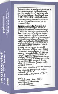 Show full view: Meloxidyl (Meloxicam) Oral Suspension for Dogs, 1.5 mg/mL, 10 mL bottle slide 2 of 3