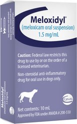 Meloxidyl (Meloxicam) Oral Suspension for Dogs, 1.5 mg/mL, 10 mL bottle slide 1 of 2