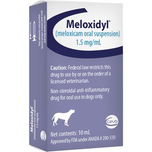 Meloxidyl (Meloxicam) Oral Suspension for Dogs, 1.5 mg/mL, 10 mL bottle