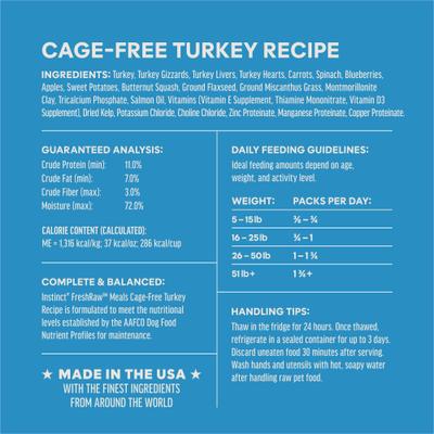 Show full view: Instinct FreshRaw Meals Grain-Free Cage-Free Turkey Recipe Dog Food, 16-oz, case of 6 slide 9 of 10