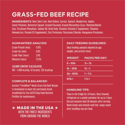 Show full view: Instinct FreshRaw Meals Grain-Free Grass-Fed Beef Recipe Dog Food, 16-oz, case of 6 slide 9 of 10